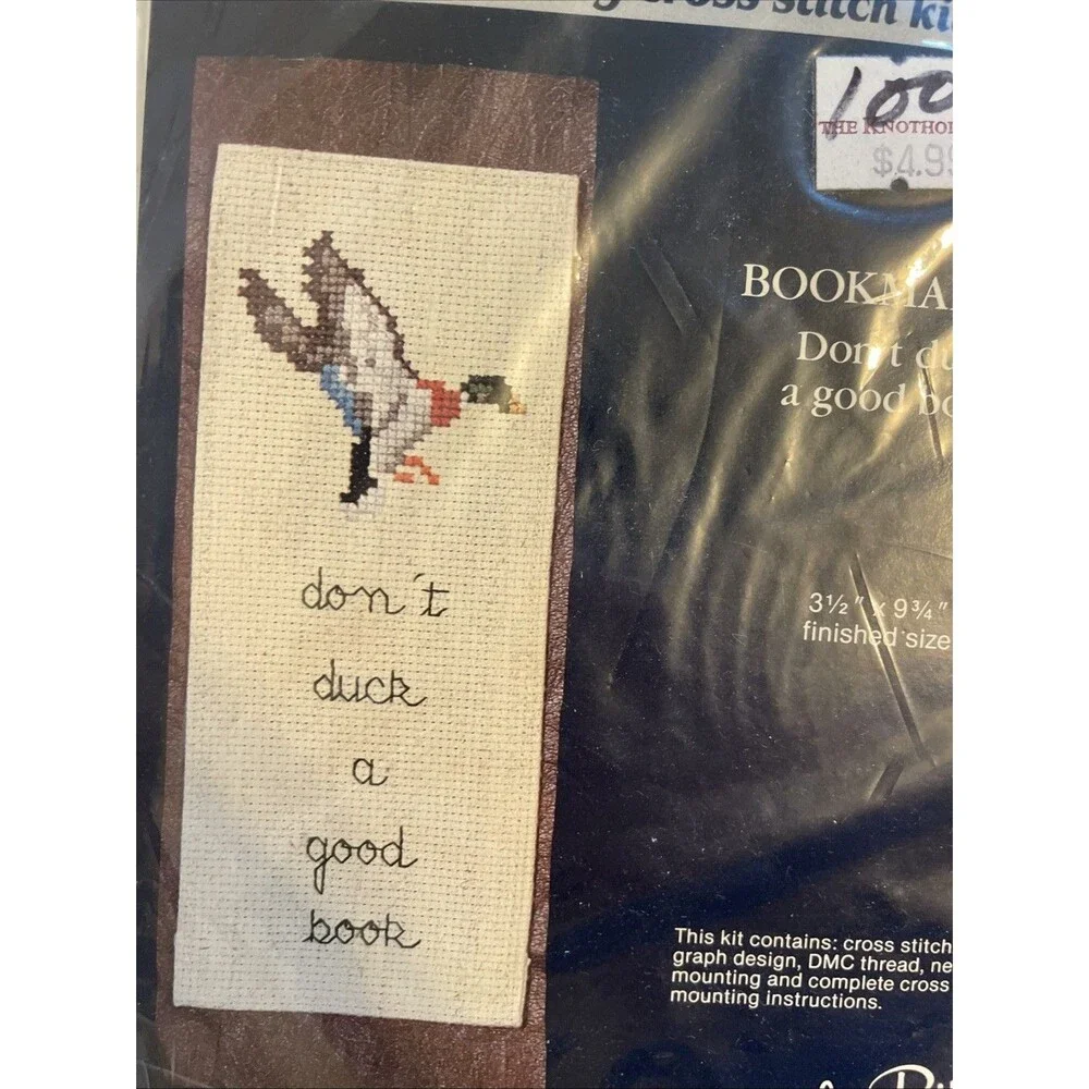 NEW Vintage 1985 Dale Burdett Cross Stitch Kit Duck Bookmark